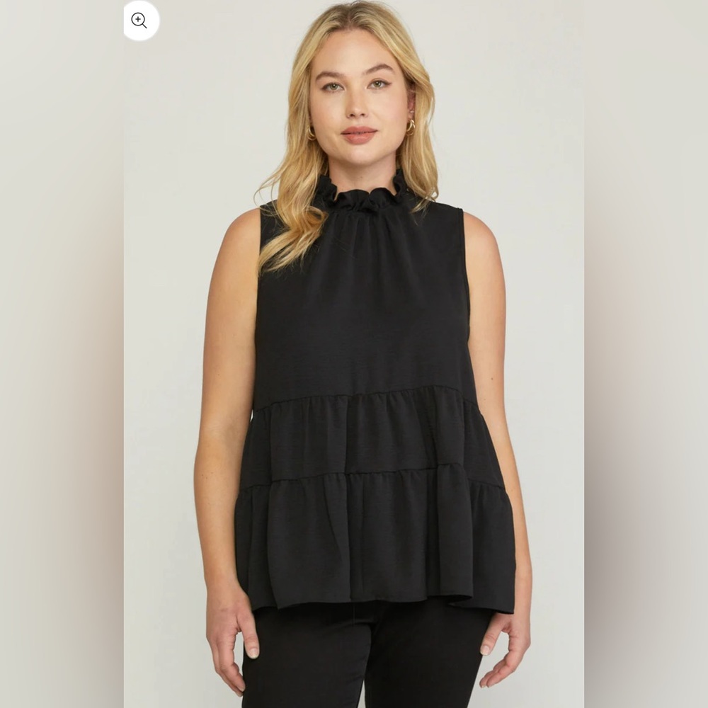 Mock Neck Tiered Sleeveless Tank - XL